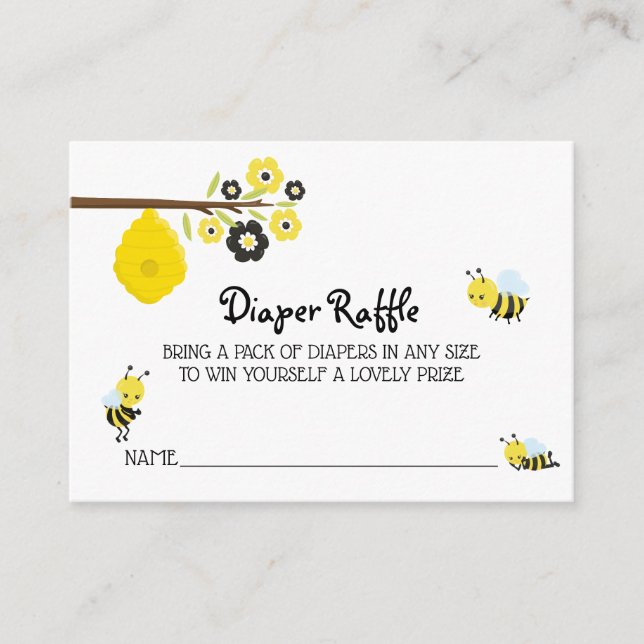 Tarjeta De Recepción *~* Cute Bee Baby Shower Bee Hive Diaper Raffle (Anverso)