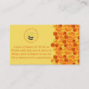 Tarjeta De Recepción Cute Bee Tema Baby Shower Diaper Raffle Card