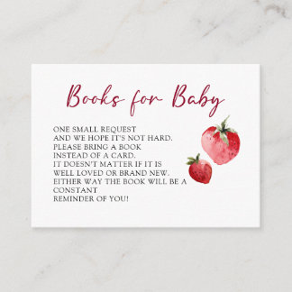 Tarjeta De Recepción Cute Berry Strawberry Baby Shower Book Request