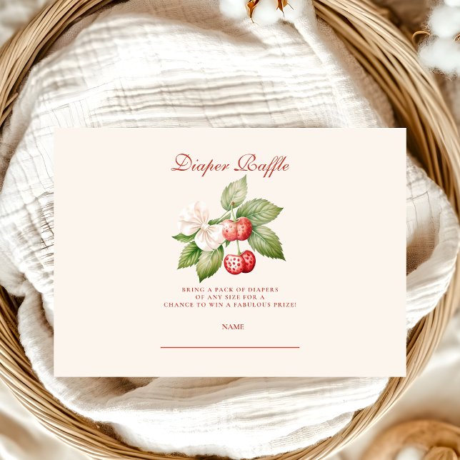 Tarjeta De Recepción Cute Berry Sweet Coquette Diapper Raffle (Subido por el creador)
