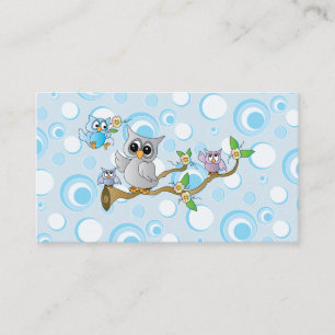 Tarjeta De Recepción Cute Blue Baby Owls Baby Shower Book Raffle