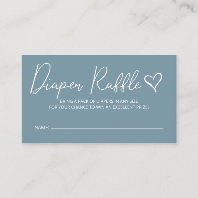 Tarjeta De Recepción Cute Blue Boys Baby Shower Diaper Raffle (Anverso)