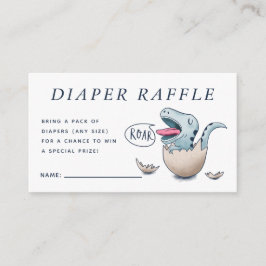 Tarjeta De Recepción Cute Blue Dinosaur Baby Shower Diaper Raffle