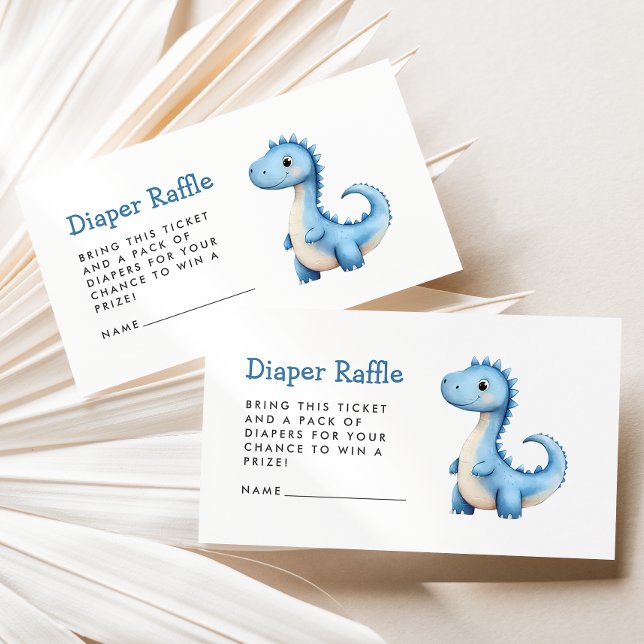 Tarjeta De Recepción Cute Blue Dinosaur Baby Shower Diaper Raffle (Subido por el creador)