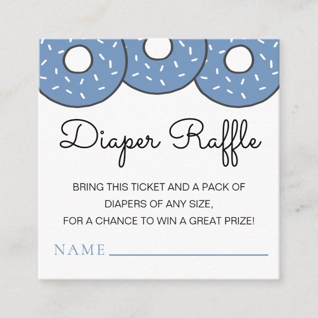 Tarjeta De Recepción Cute Blue Donuts Baby Shower Diaper Raffle (Anverso)