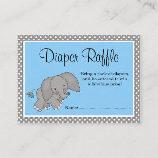 Tarjeta De Recepción Cute Blue Elephant Baby Shower Diaper Raffle