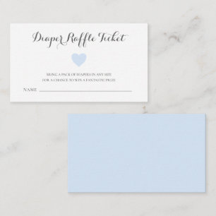 Tarjeta De Recepción Cute Blue Heart Diaper Raffle Boy Baby Shower