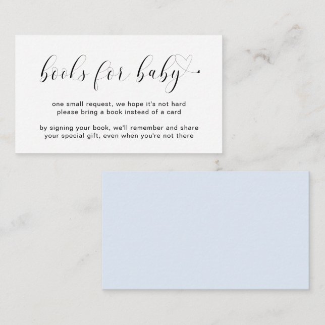 Tarjeta De Recepción Cute Blue Hearts Books para Baby Shower (Anverso / Reverso)