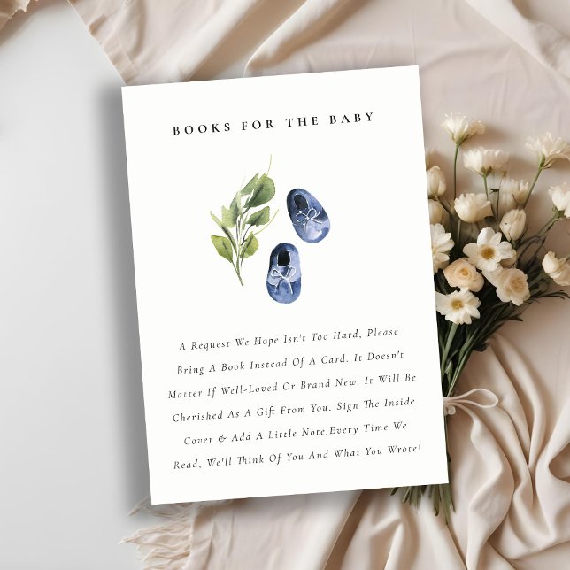 Tarjeta De Recepción Cute Blue Leafy Shooks Libros para Baby Shower (Subido por el creador)