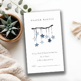 Tarjeta De Recepción Cute Blue Star Mobile Diaper Raffle Baby Shower
