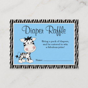 Tarjeta De Recepción Cute Blue Zebra Baby Shower Diaper Raffle