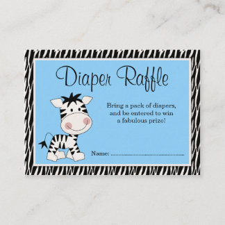 Tarjeta De Recepción Cute Blue Zebra Baby Shower Diaper Raffle