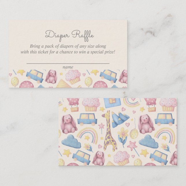 Tarjeta De Recepción Cute Boho Diaper Raffle Baby Shower (Anverso / Reverso)
