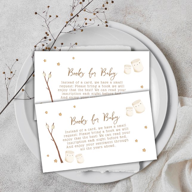Tarjeta De Recepción Cute Boho Es Más Gracioso Estrellas Libros Para Ba (Cute Boho S'more Fun Stars Books For Baby Shower Enclosure Card)