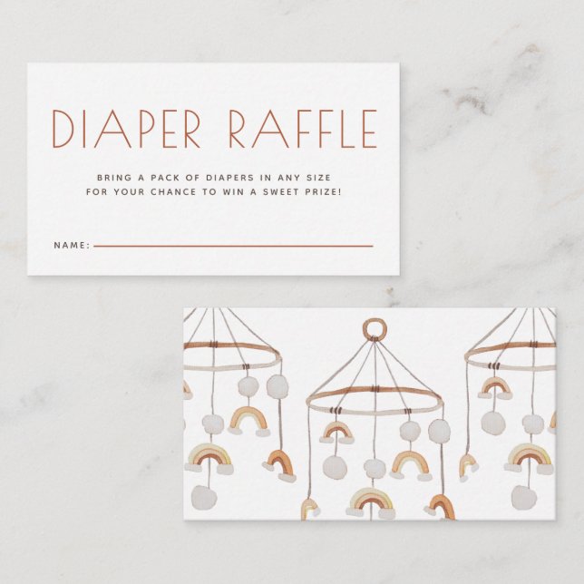 Tarjeta De Recepción Cute Boho Mobile Diaper Raffle Baby Shower (Anverso / Reverso)
