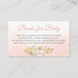 Tarjeta De Recepción Cute Boho Pampas Libros de arcoiris rosados para b