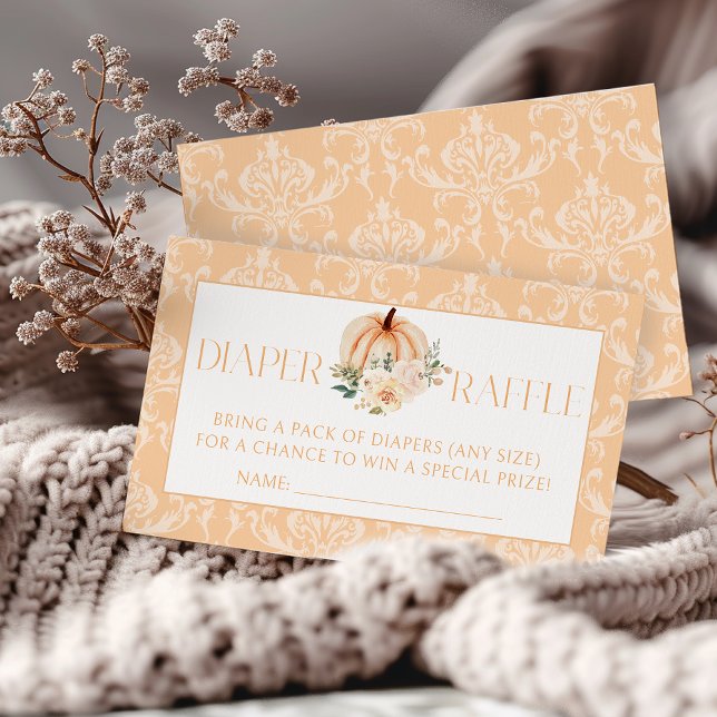 Tarjeta De Recepción Cute Boho Pequeño Calabaza Baby Shower Diaper Raff (Subido por el creador)