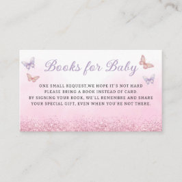Tarjeta De Recepción Cute Boho Purpurina libros de mariposa para bebé
