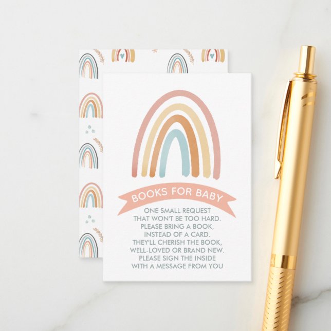 Tarjeta De Recepción Cute Boho Rainbow Boys Boys para bebé (Anverso/Reverso In Situ)