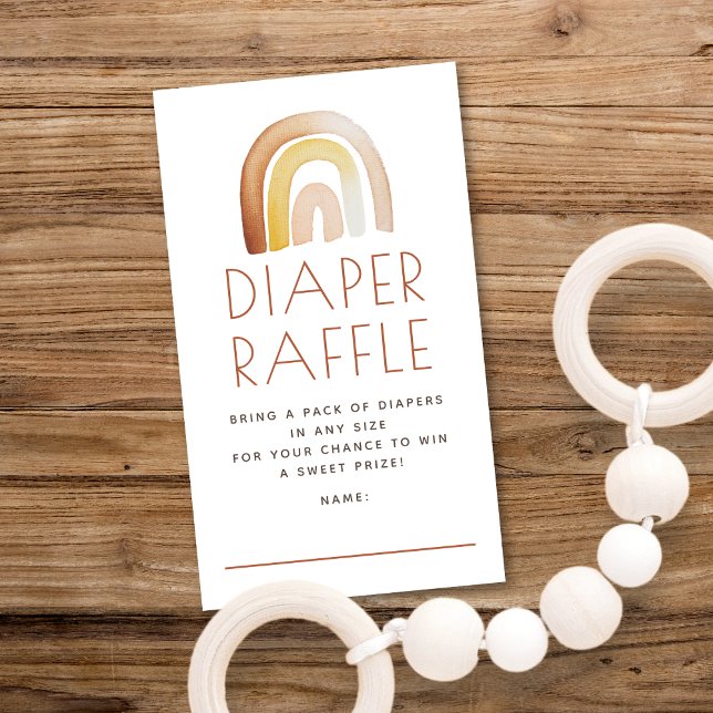 Tarjeta De Recepción Cute Boho Rainbow Diaper Raffle Baby Shower (Subido por el creador)