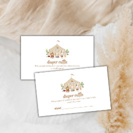 Tarjeta De Recepción Cute Boho Safari Circus Diaper Raffle Baby Shower