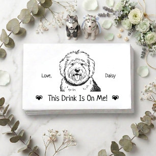 Tarjeta De Recepción Cute Boleto de Bebida de Boda de Perro Personaliza