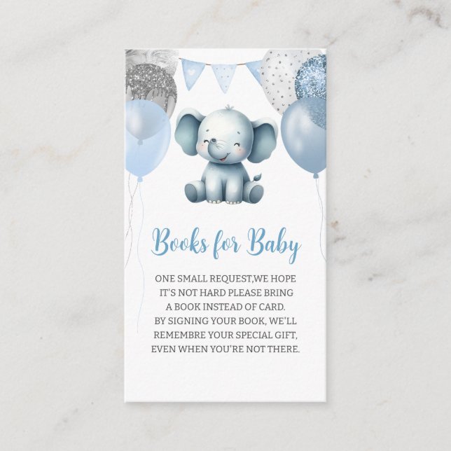 Tarjeta De Recepción Cute Boy Elephant Balloons Boys for Baby Shower (Anverso)