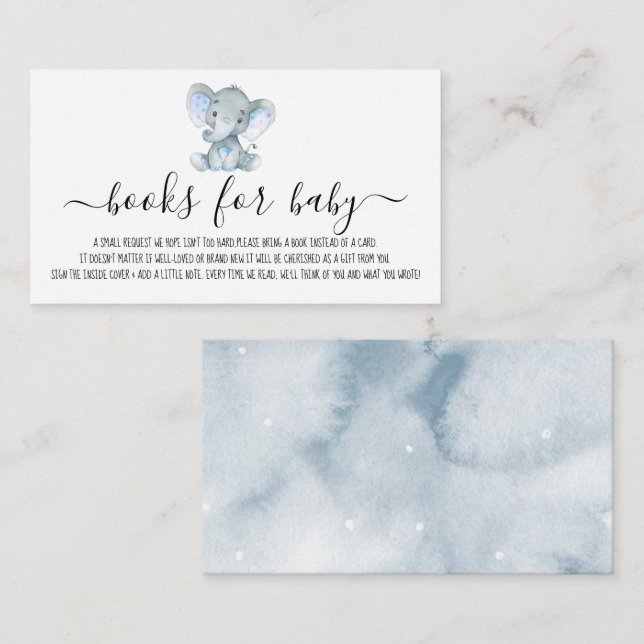 Tarjeta De Recepción Cute Boy Elephant Books para solicitud de Baby Sho (Anverso / Reverso)