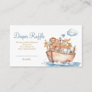 Tarjeta De Recepción Cute Boy Noah's Ark Baby Shower Diaper Raffle