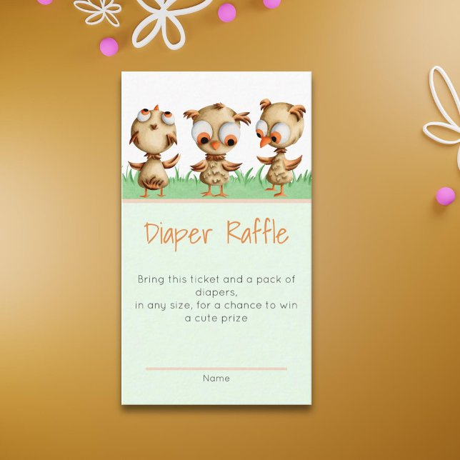 Tarjeta De Recepción Cute Brown Owls Baby Shower Diaper Raffle (Subido por el creador)