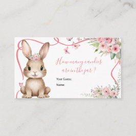 Tarjeta De Recepción Cute Bunny Baby Shower Girl How Many Candies