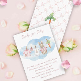 Tarjeta De Recepción Cute Bunny Clothesline Baby Shower Book Request