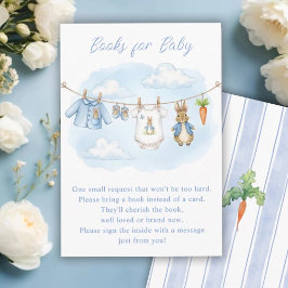 Tarjeta De Recepción Cute Bunny Clothesline Baby Shower Book Request