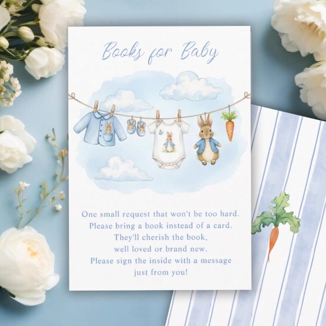 Tarjeta De Recepción Cute Bunny Clothesline Baby Shower Book Request (Subido por el creador)