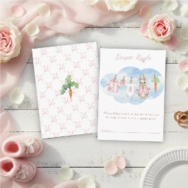 Tarjeta De Recepción Cute Bunny Clothesline Baby Shower Diaper Raffle