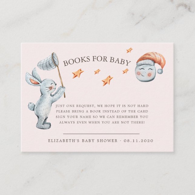 Tarjeta De Recepción Cute Bunny Stars Rainbow Diaper Raffle (Anverso)