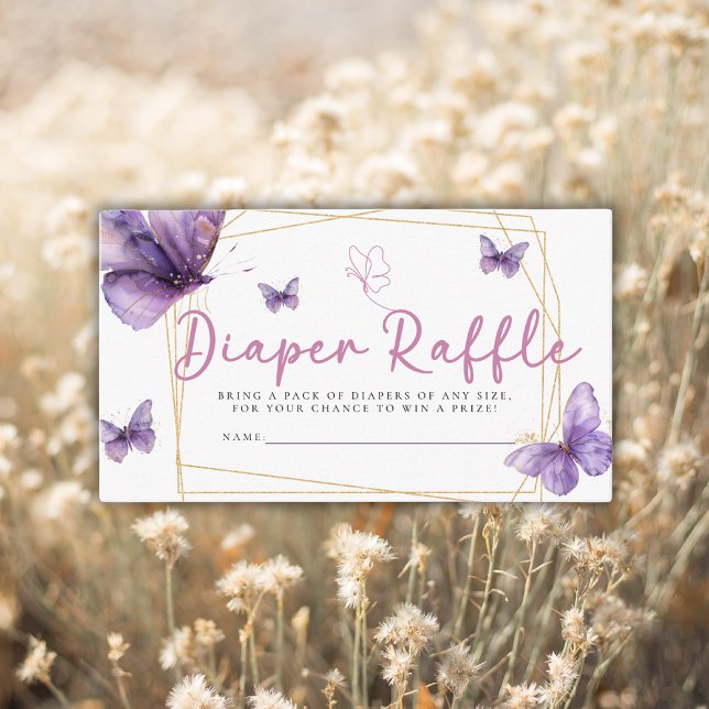 Tarjeta De Recepción Cute Butterflies Baby Shower Diaper Raffle (Subido por el creador)