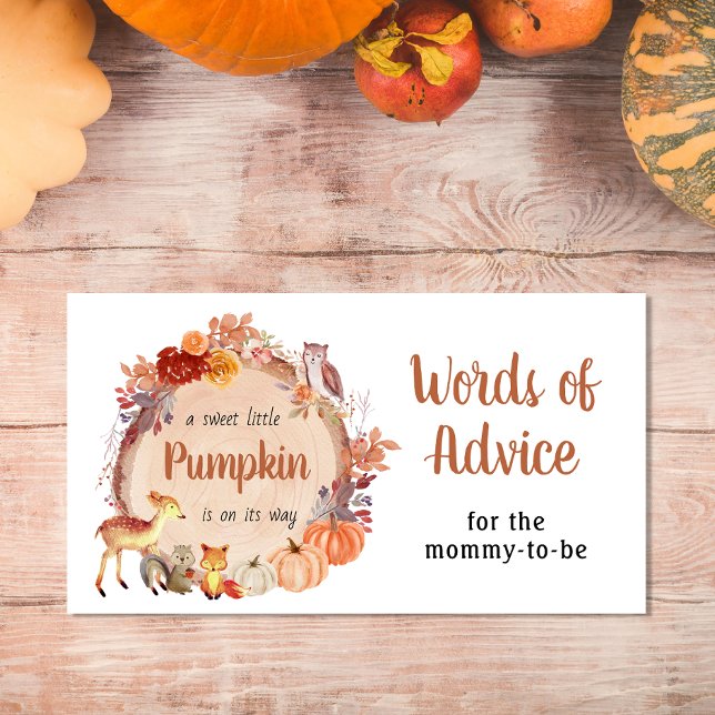 Tarjeta De Recepción Cute Calabaza Woodland Word Of Advance Baby Shower (Subido por el creador)