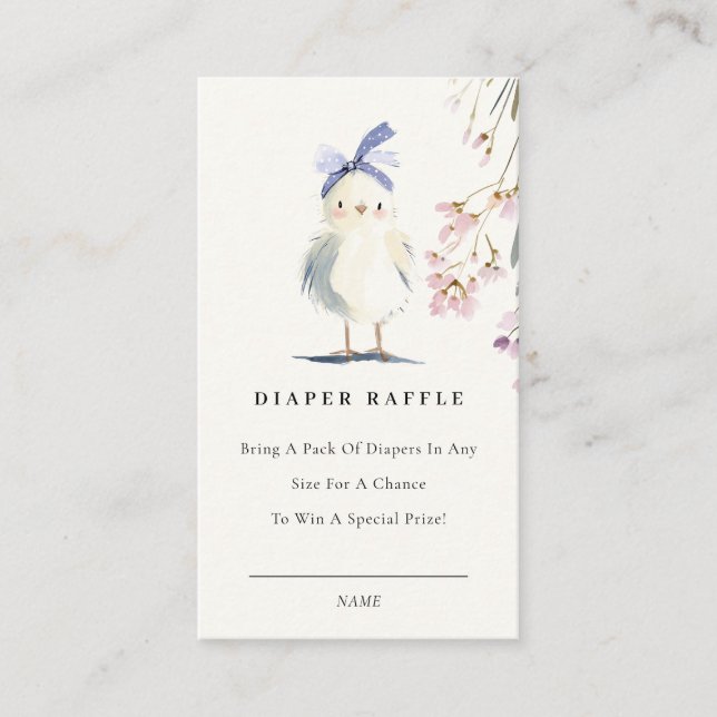 Tarjeta De Recepción Cute Chick Farm Floral Diaper Raffle Baby Shower (Anverso)