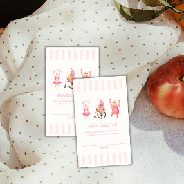 Tarjeta De Recepción Cute Circus Teddy Bear Diaper Raffle Baby Shower