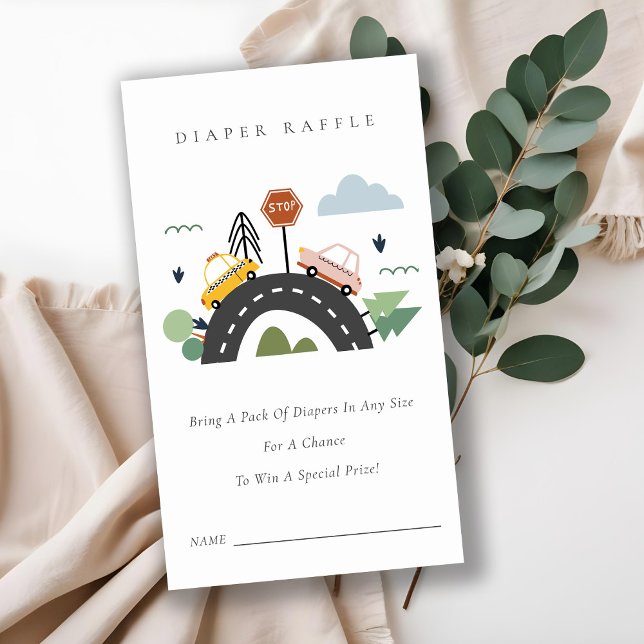 Tarjeta De Recepción Cute City Urban Vehicle Diaper Raffle Baby Shower (Subido por el creador)