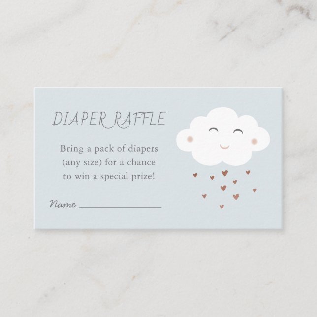 Tarjeta De Recepción Cute Cloud Baby Shower Sprinkle Diaper Raffle (Anverso)