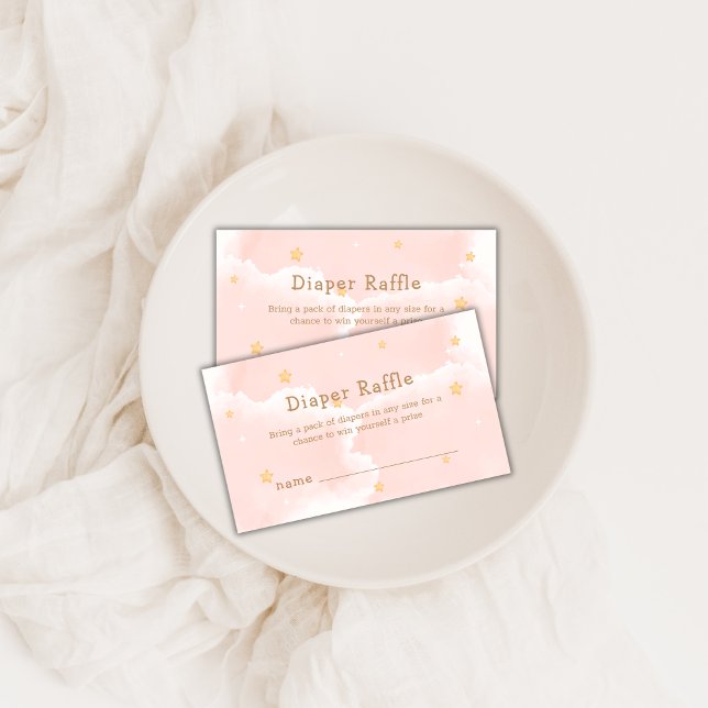 Tarjeta De Recepción Cute Cloud Nueve Estrellas Diaper Raffle Baby Show (Cute Cloud Nine Stars Diaper Raffle Baby Shower Enclosure Card)