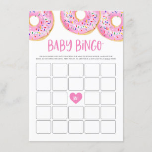 Tarjeta De Recepción Cute color de agua rosada Donuts Bingo de Baby Sho