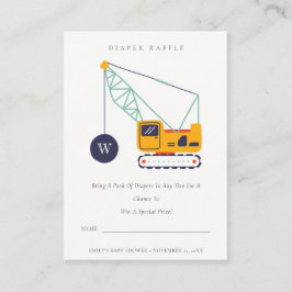 Tarjeta De Recepción Cute Construction Crane Diaper Raffle Baby Shower
