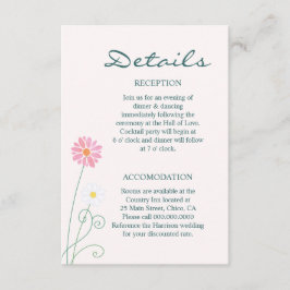 Tarjeta De Recepción Cute Country Daisies Bodas Gabinetes