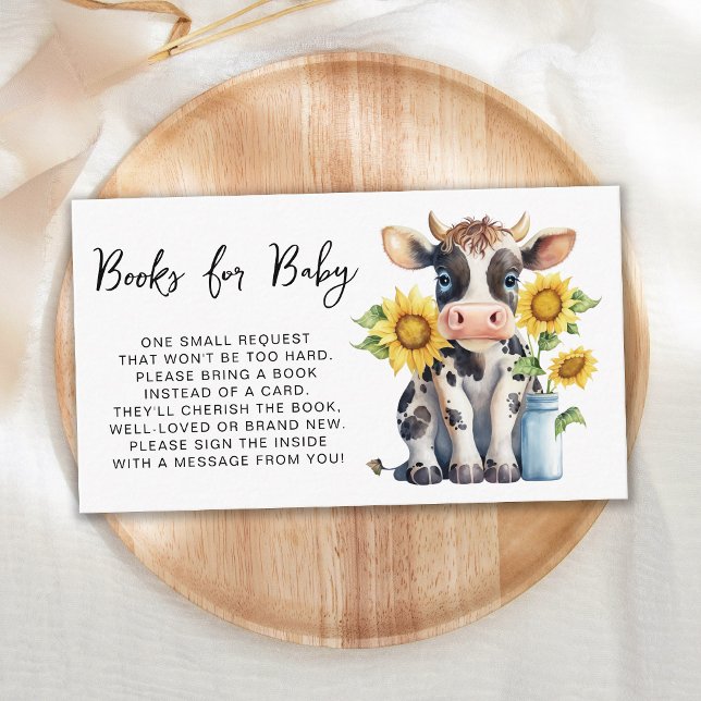 Tarjeta De Recepción Cute Cow Sunflower Farm Baby Shower Libros Para Be (Subido por el creador)