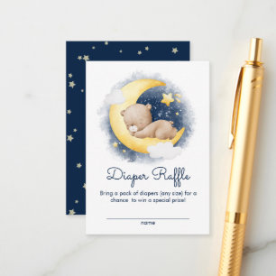 Tarjeta De Recepción Cute Crescent Moon Teddy Bear Diaper Raffle