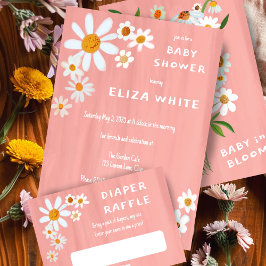 Tarjeta De Recepción Cute Daisy Bouquet Personalizado pintado a mano Ba