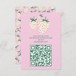 Tarjeta De Recepción Cute de fresa blanca Pineberry BABY SHOWER QRcode